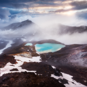 <i>Emerald Lakes, Tongariro NP, New Zealand. When Dylan first did this hike the weather didn&rsquo;t cooperate and nothing was visible. He decided to return the next day, and then captured this dawn view of the Emerald Lakes as the clouds began to lift. The combination of low clouds and rising sun created a soft, diffuse illumination of the landscape. Canon EOS 5D Mk III, 16-35mm lens @ 16mm, 1/5s @ f/11, ISO 200, GND and tripod used. Colour, exposure and contrast adjustments in Photoshop CC. Image by Dylan Toh.</i>